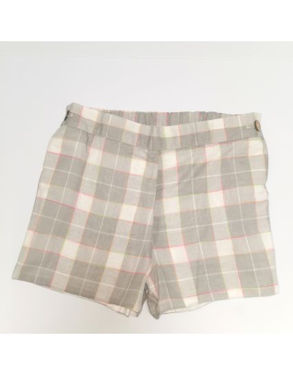 SHORT CUADROS GRIS/FLUOR