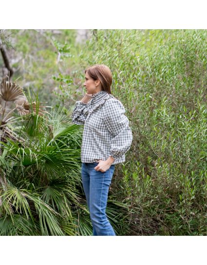 BLUSA FRUNCES MUJER VICHY CAZA