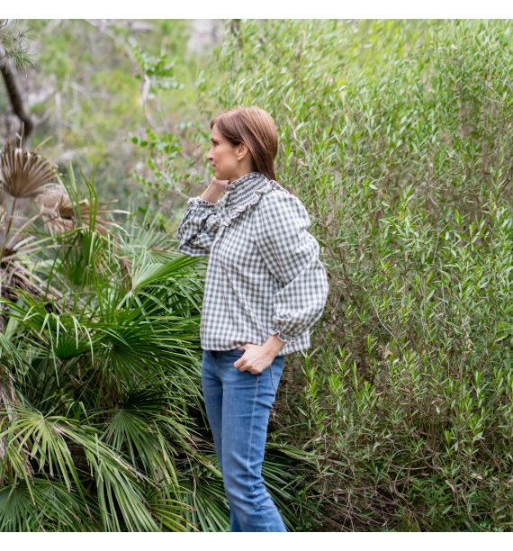 BLUSA FRUNCES MUJER VICHY CAZA